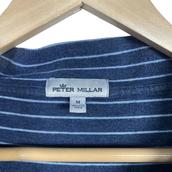 Peter Millar Men’s Halifax Striped Quarter Zip Pullover in Navy/Blue Size M - Picture 6 of 8